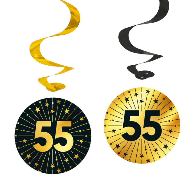 55 Anni Decorazione da appendere Oro Nero 95cm 4 pezzi