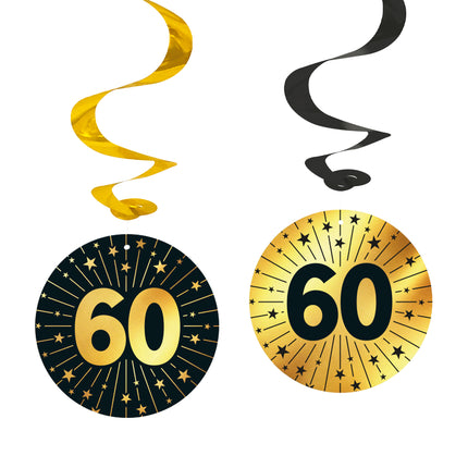60 Anni Decorazione appesa Oro Nero 95cm 4 pezzi