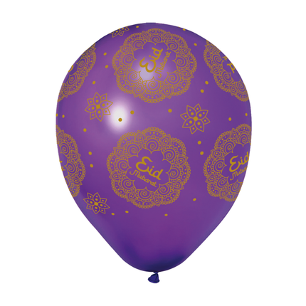 Palloncini Eid Mubarak Viola Blu 30cm 6 pezzi