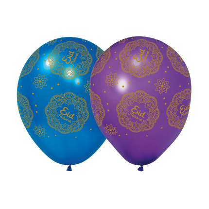 Palloncini Eid Mubarak Viola Blu 30cm 6 pezzi