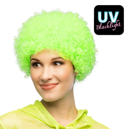 Parrucca Curly verde neon UV