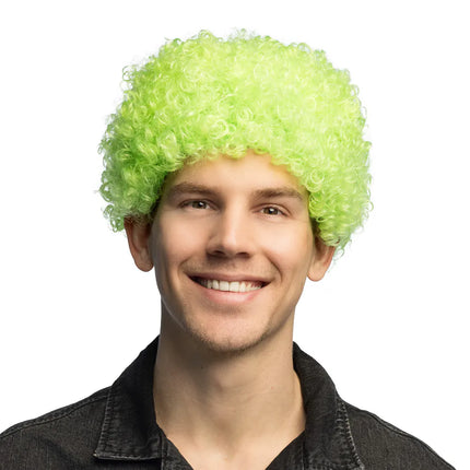Parrucca Curly verde neon UV