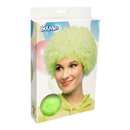 Parrucca Curly verde neon UV
