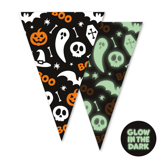 Ghirlanda di carta 6m Glow in the Dark Halloween Boo 20x30cm