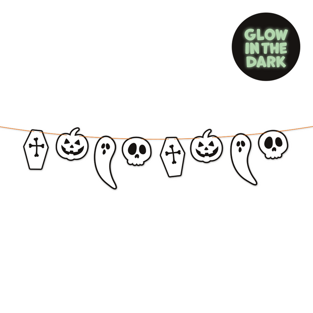 Ghirlanda di carta di 2 metri che brilla nel buio Halloween Boo