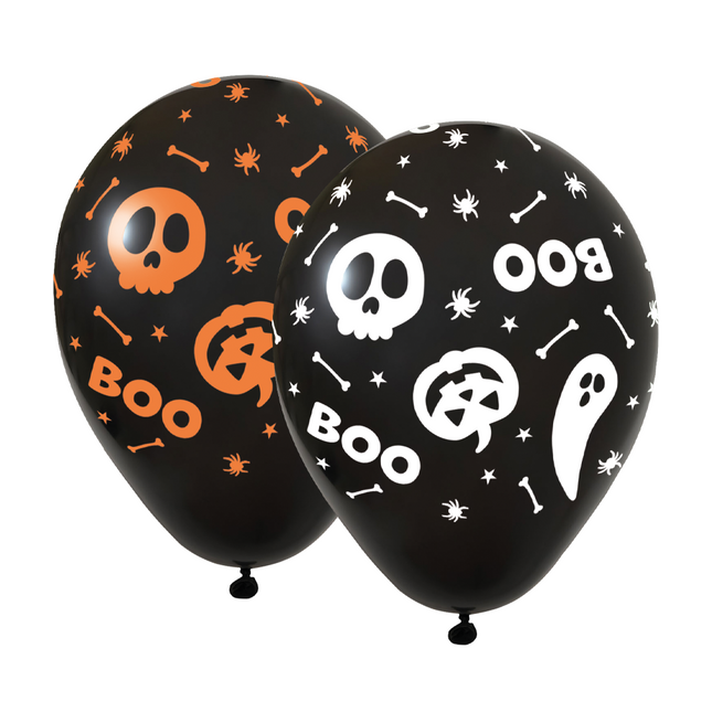 6 palloncini 12" - 2 stampe - Halloween Boo