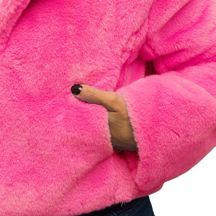 Giacchetta Fluffy rave rosa neon (M/L)