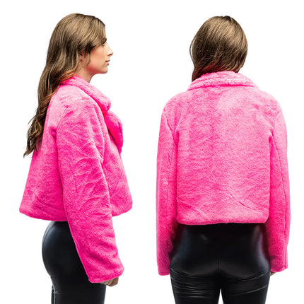 Giacchetta Fluffy rave rosa neon (M/L)