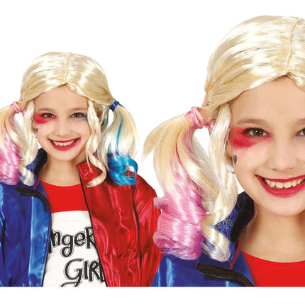 Parrucca bionda Harley Quinn Bambino