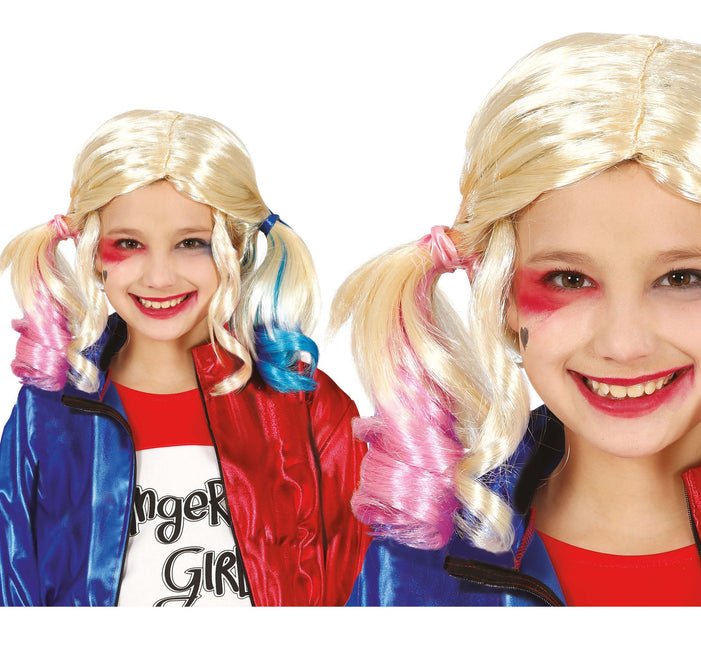 Parrucca bionda Harley Quinn Bambino