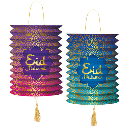 Eid Mubarak Lampions Viola Blu 25cm 2pcs