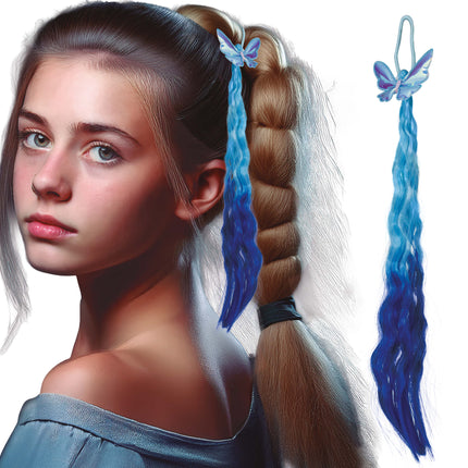 Extension per capelli blu Farfalla 35 cm