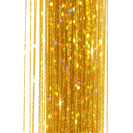 Extension per capelli dorate glitterate 50 cm 3 pezzi