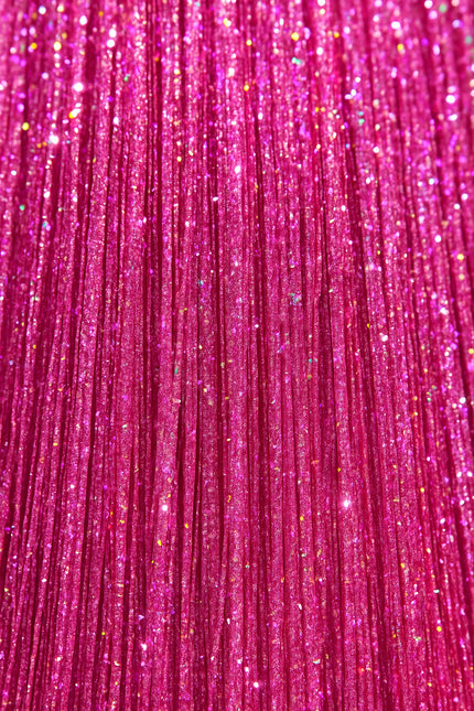 Estensione per capelli rosa glitterata 50 cm 3 pezzi