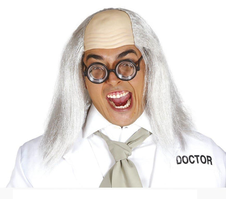 Parrucca di Halloween mezza calva grigia