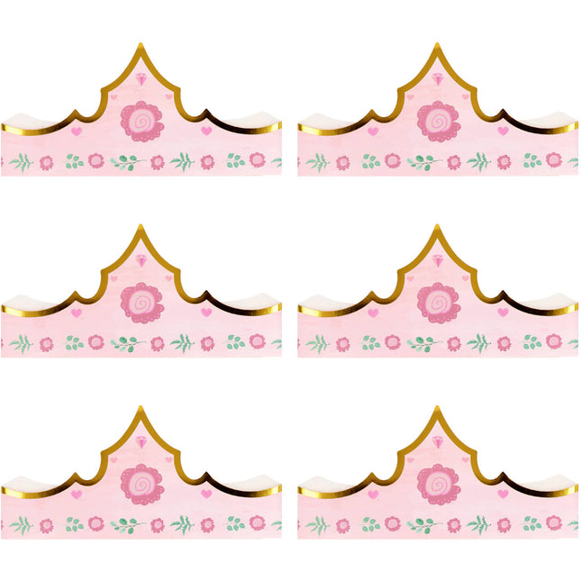 Corona della principessa rosa 60 cm 6 pezzi