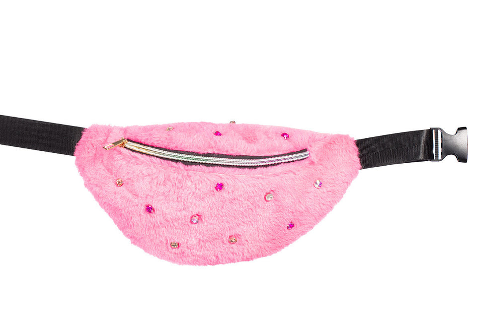 Borsa Hip Bag in pelliccia rosa