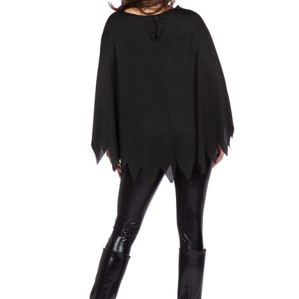 Poncho Scheletro Nero Argento Strass