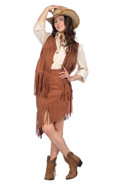 Costume da cowgirl marrone da donna 2 pezzi