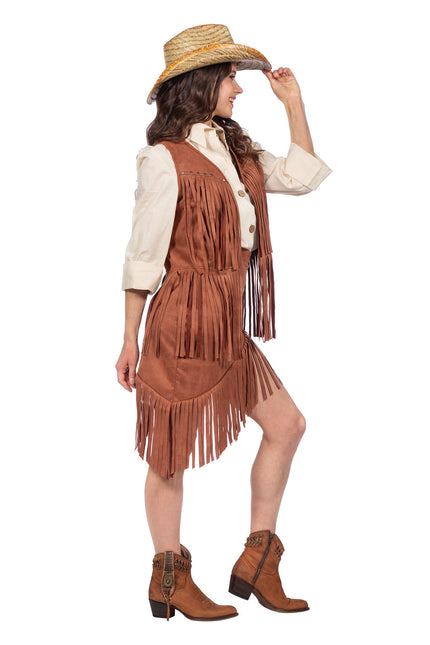 Costume da cowgirl marrone da donna 2 pezzi