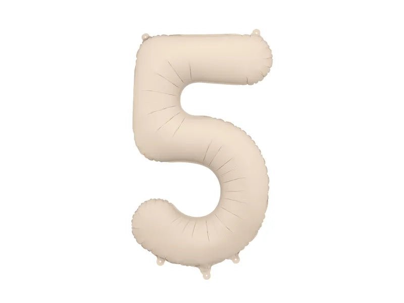 5 Jaar Cijfer Ballon Beige Mat Leeg 86cm van Partydeco koop je bij Partywinkel