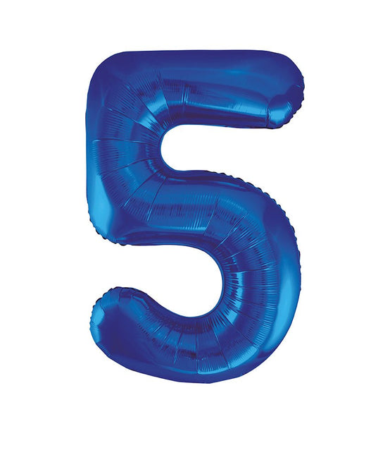 5 Jaar Cijfer Ballon Blauw Leeg 86cm van Unique koop je bij Partywinkel