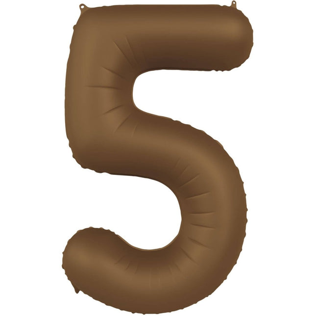 5 Jaar Cijfer Ballon Bruin Mat 86cm van Folat koop je bij Partywinkel