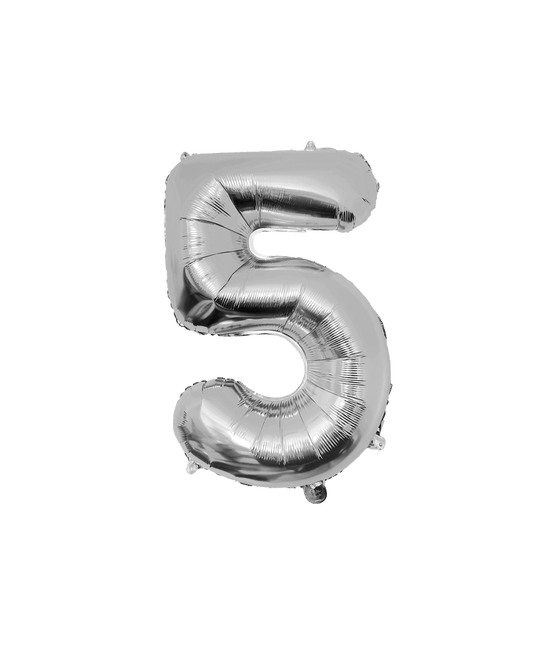 5 Jaar Cijfer Ballon Zilver Leeg 86cm - Partywinkel - 8716764237157
