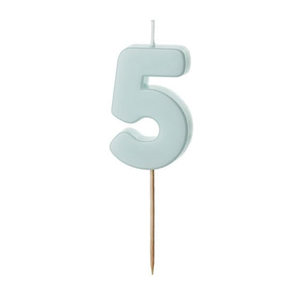 5 Jaar Kaars Lichtblauw 5,5cm - Partywinkel - 5904555038493