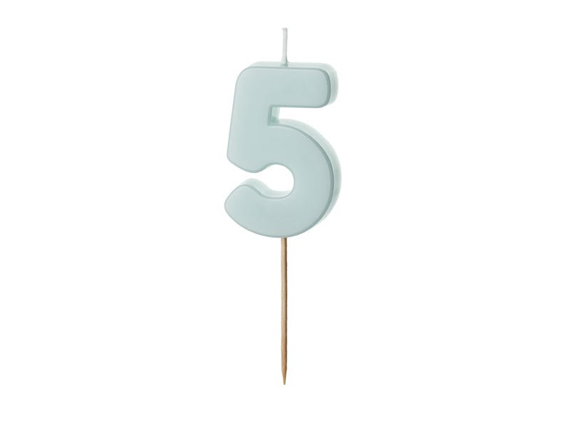 5 Jaar Kaars Lichtblauw 5,5cm - Partywinkel - 5904555038493