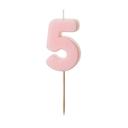 5 Jaar Kaars Lichtroze 5,5cm - Partywinkel - 5904555038899