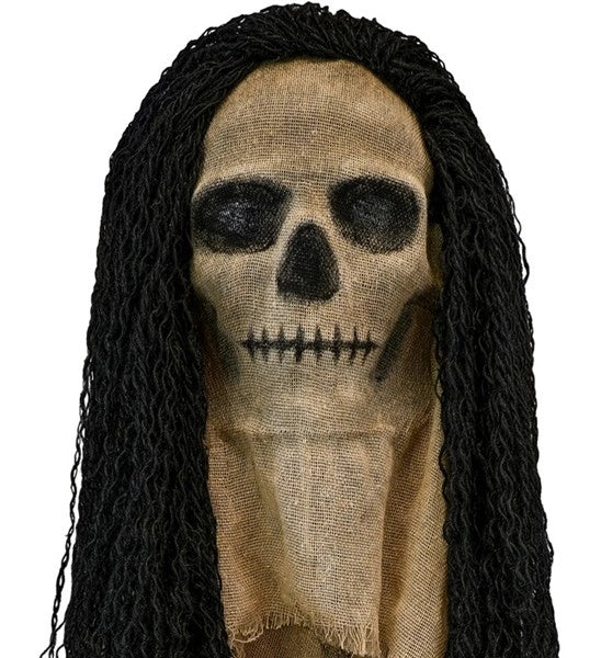 Maschera da teschio con mantello e capelli