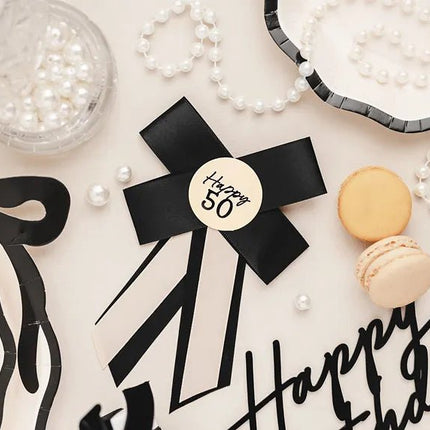 50 Jaar Button Strik 17cm van Partydeco koop je bij Partywinkel