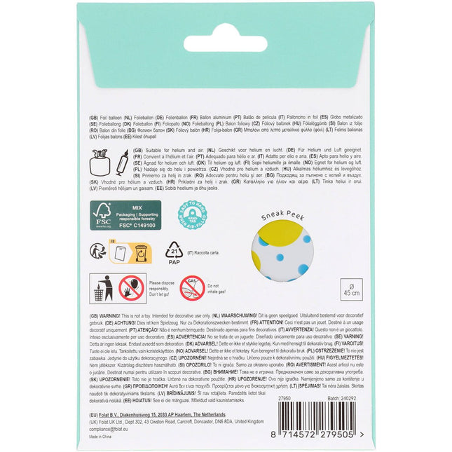 50 Jaar Helium Ballon Leeg 45cm van Folat koop je bij Partywinkel