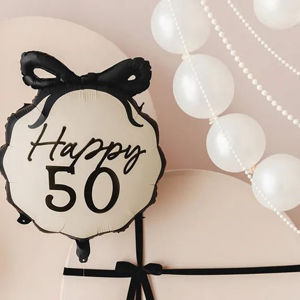 50 Jaar Helium Ballon Zwart Wit 53cm van Partydeco koop je bij Partywinkel