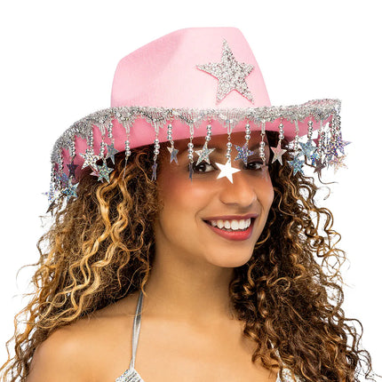 Cappello da cowboy Stargazing rosa