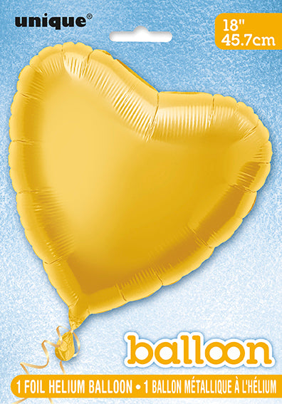 Palloncino in foil a cuore pieno 18", confezionato - Oro
