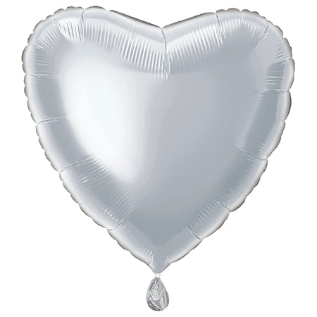Palloncino in foil a cuore pieno 18", confezionato - Argento