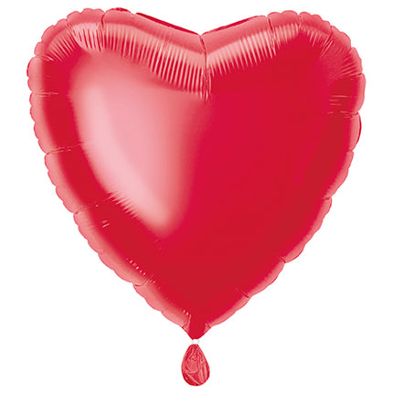 Palloncino in foil con cuore solido 18", confezionato - Rosso