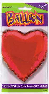 Palloncino in foil con cuore solido 18", confezionato - Rosso