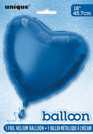 Palloncino in foil con cuore solido 18", confezionato - blu reale