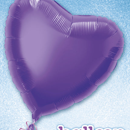 Palloncino in foil a cuore pieno 18", confezionato - Viola scuro