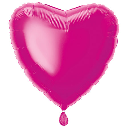 Palloncino in foil con cuore solido 18", confezionato - Rosa caldo