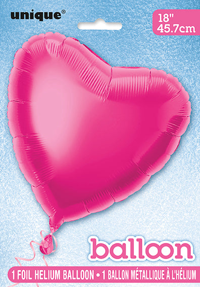Palloncino in foil con cuore solido 18", confezionato - Rosa caldo