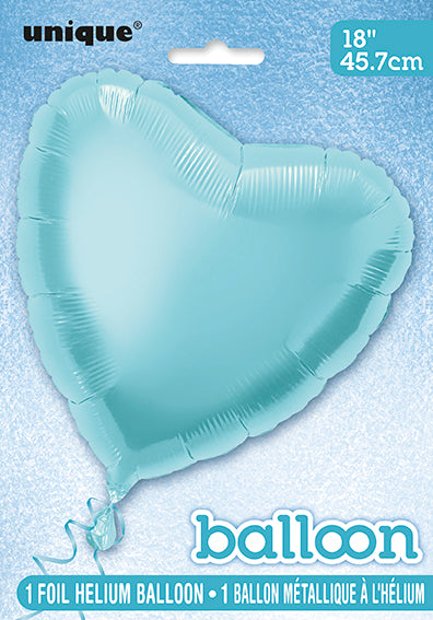 Palloncino in foil a cuore pieno 18", confezionato - Baby Blue
