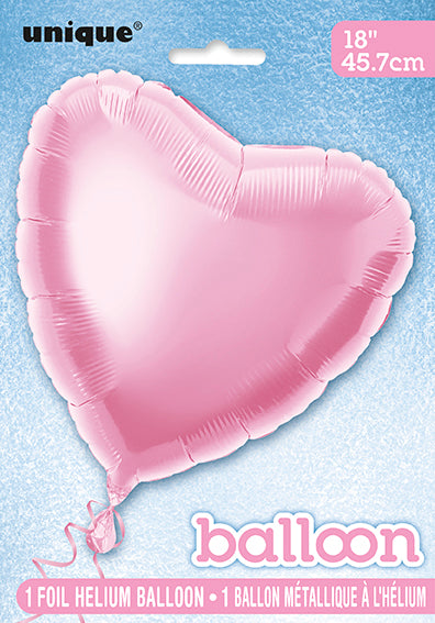 Palloncino in foil a cuore pieno 18", confezionato - Rosa pastello
