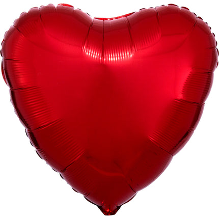 Palloncino in foil - Cuore - Rosso metallizzato - 43 cm