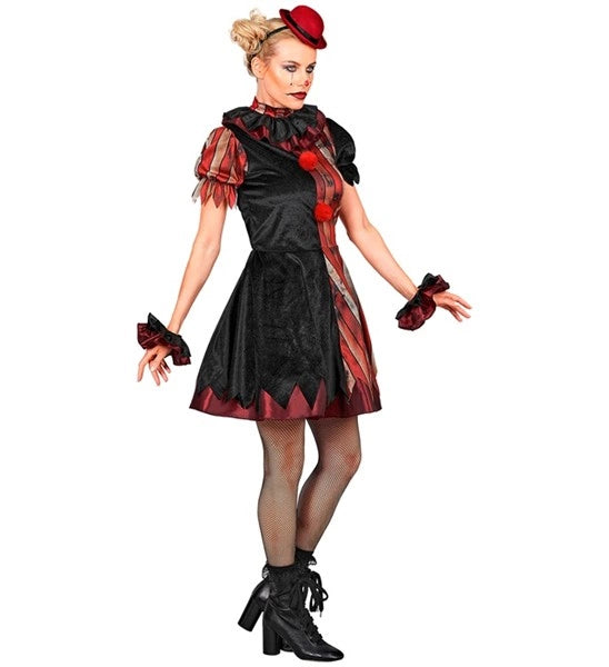 Abito da clown "Wicked" rosso e nero da donna