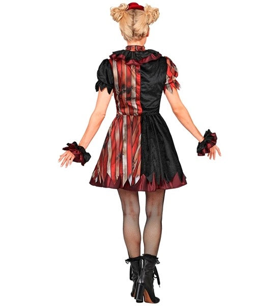 Abito da clown "Wicked" rosso e nero da donna