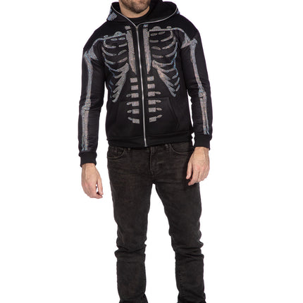 Gilet Scheletro Nero Uomo Strass